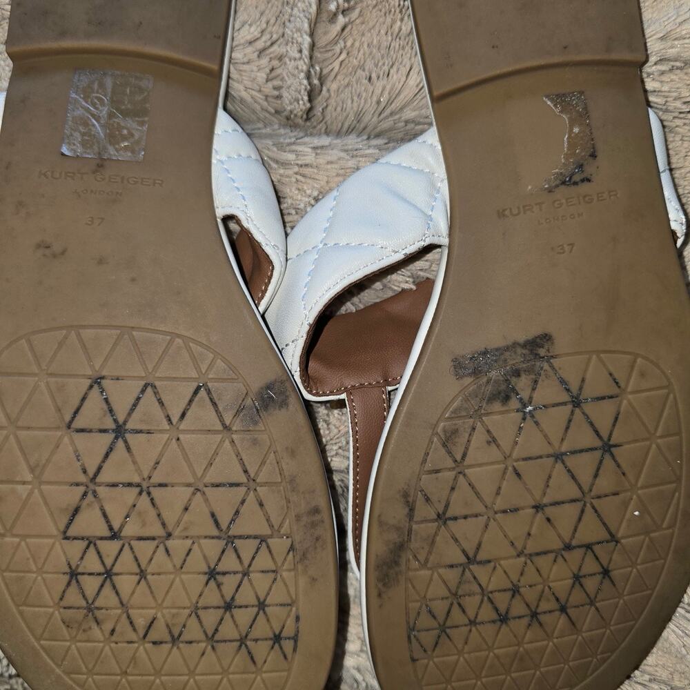 Womens Kurt Geiger Tan leather quilted sandal Padlock Lions head detail size 37 - Picture 7 of 7